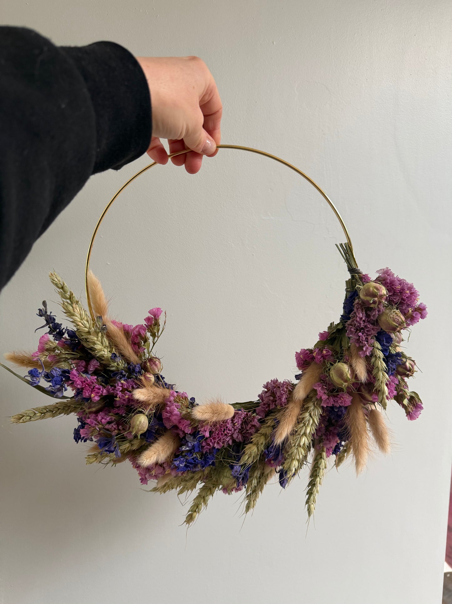 Dried flower half hoop